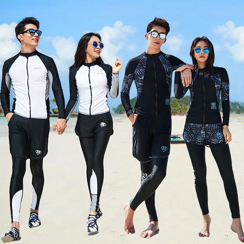 Maillot de bain 3-5 pièces pour hommes et femmes, protection contre les éruptions cutanées, avec sho