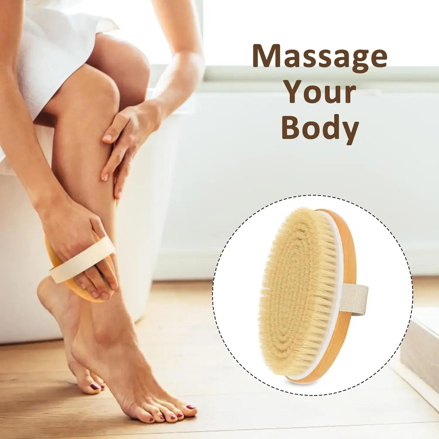 Brosses pour le corps sec, épurateurs exfoliants pour le corps, poils naturels pour peau sèche, amél