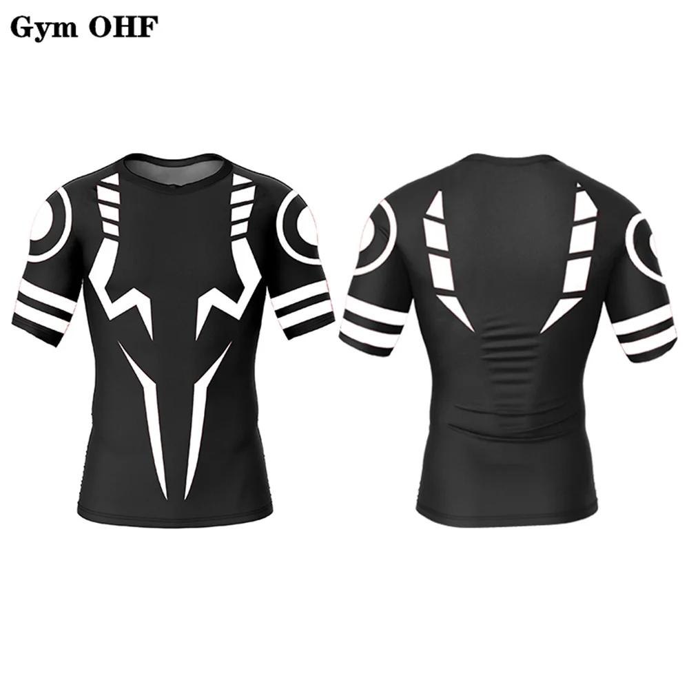 Chemise compression Jujutsu Kaisen impression 3D homme gym fitness course séchage rapide