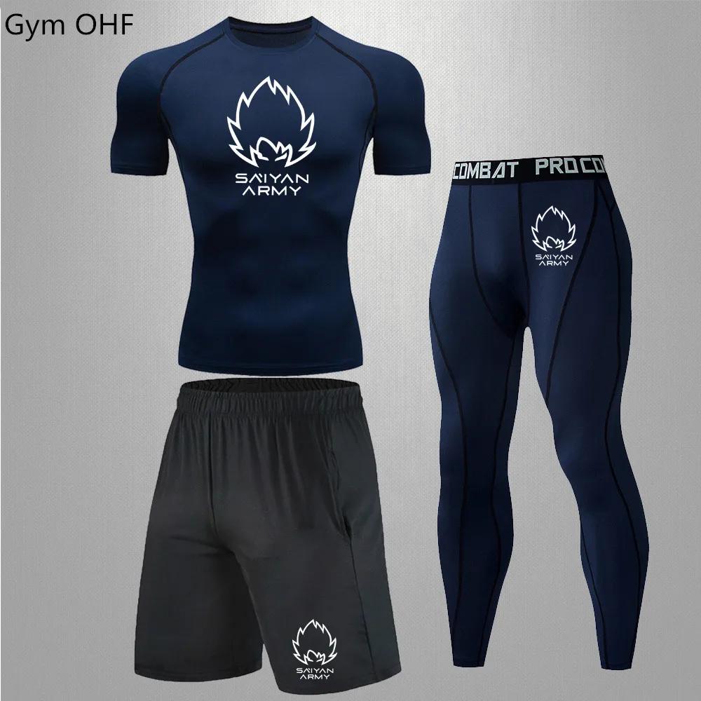 Goku Rashguard survêtement hommes survêtement ensembles pour hommes salle de sport Fitness course sé