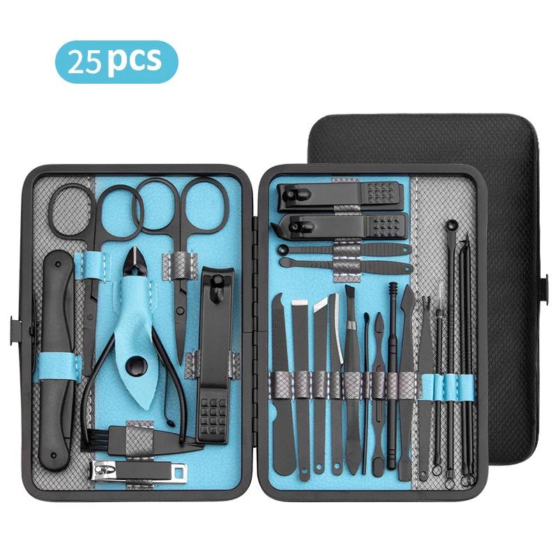 Ensemble de manucure 10/15/25 pièces, Kit complet de fonctions, ensembles de pédicure professionnels
