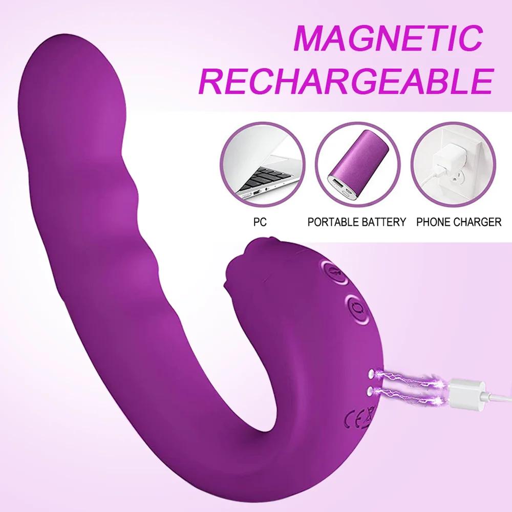 Vibromasseur rotatif 3 en 1 pour femme, gode vibrant pour lécher le clitoris, UNIS issement du point