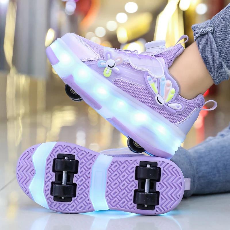 Chaussures de course respirantes pour filles, nouveau style élégant princesse Flash light, patins à