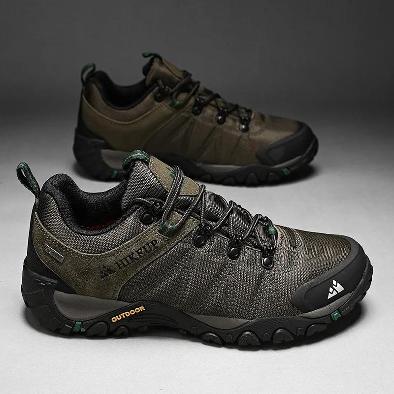 Chaussures randonnée homme cuir véritable HIKEUP - Semelle caoutchouc trekking 4 saisons plein air