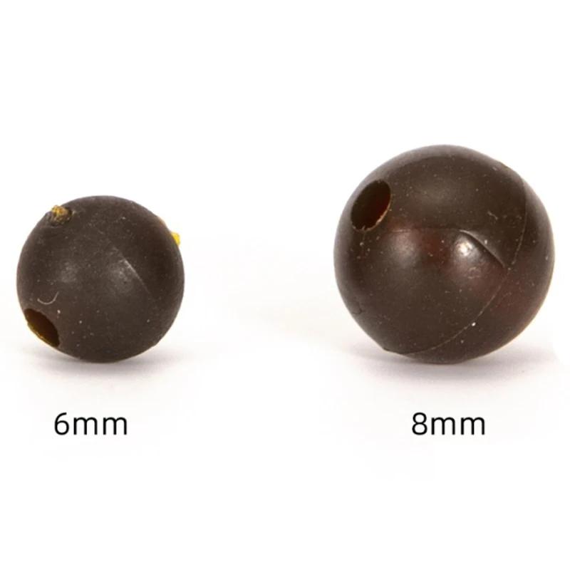 Lot de 100 perles de pêche de 3mm à 8mm, bouchon d'espace noir rond, haricots durs souples, leurres