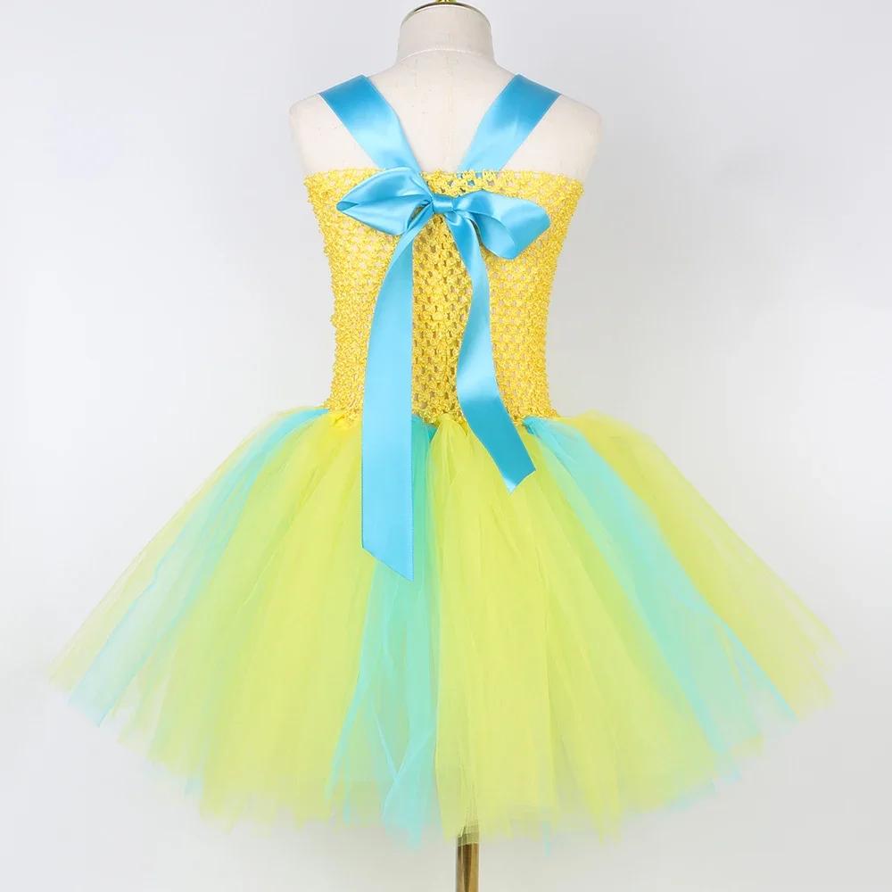 Costume de flétan pour tout-petits, petite sirène, robe tutu jaune de poisson tropical, robe de fête
