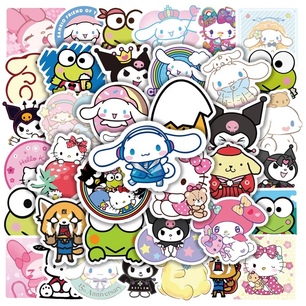 50/100 pièces Kawaii ma mélodie Kuromi Hello Kitty autocollants pour enfants filles bricolage ordina