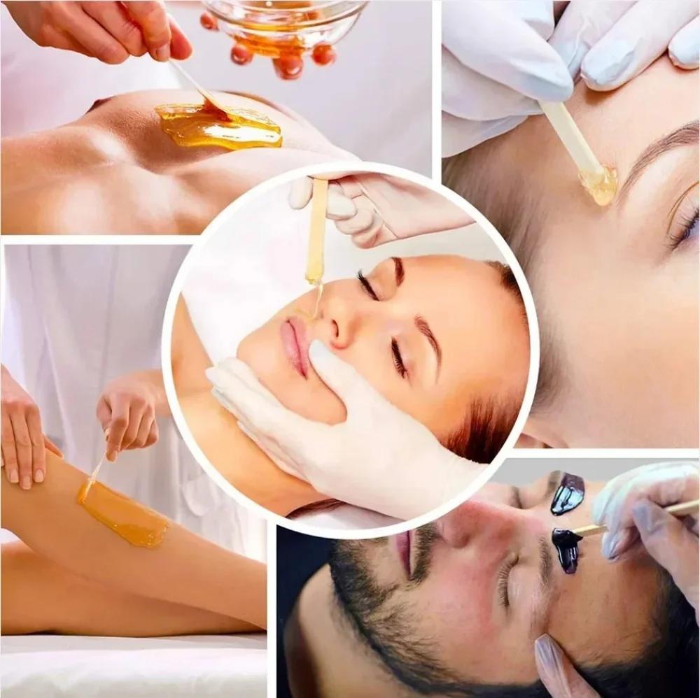 100 pièces femme en bois épilation bâton jetable épilation spatule cire bâtons bois visage sourcils