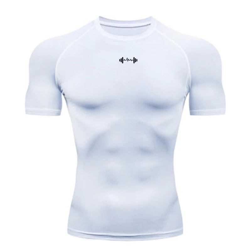 T-shirt de compression pour homme à manches courtes, absorbant, pour le sport, la gym, le fitness, l