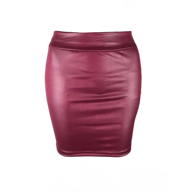 Mini jupe crayon en simili cuir noir, Slim, taille haute, Sexy, mode coréenne, jupes courtes pour fe