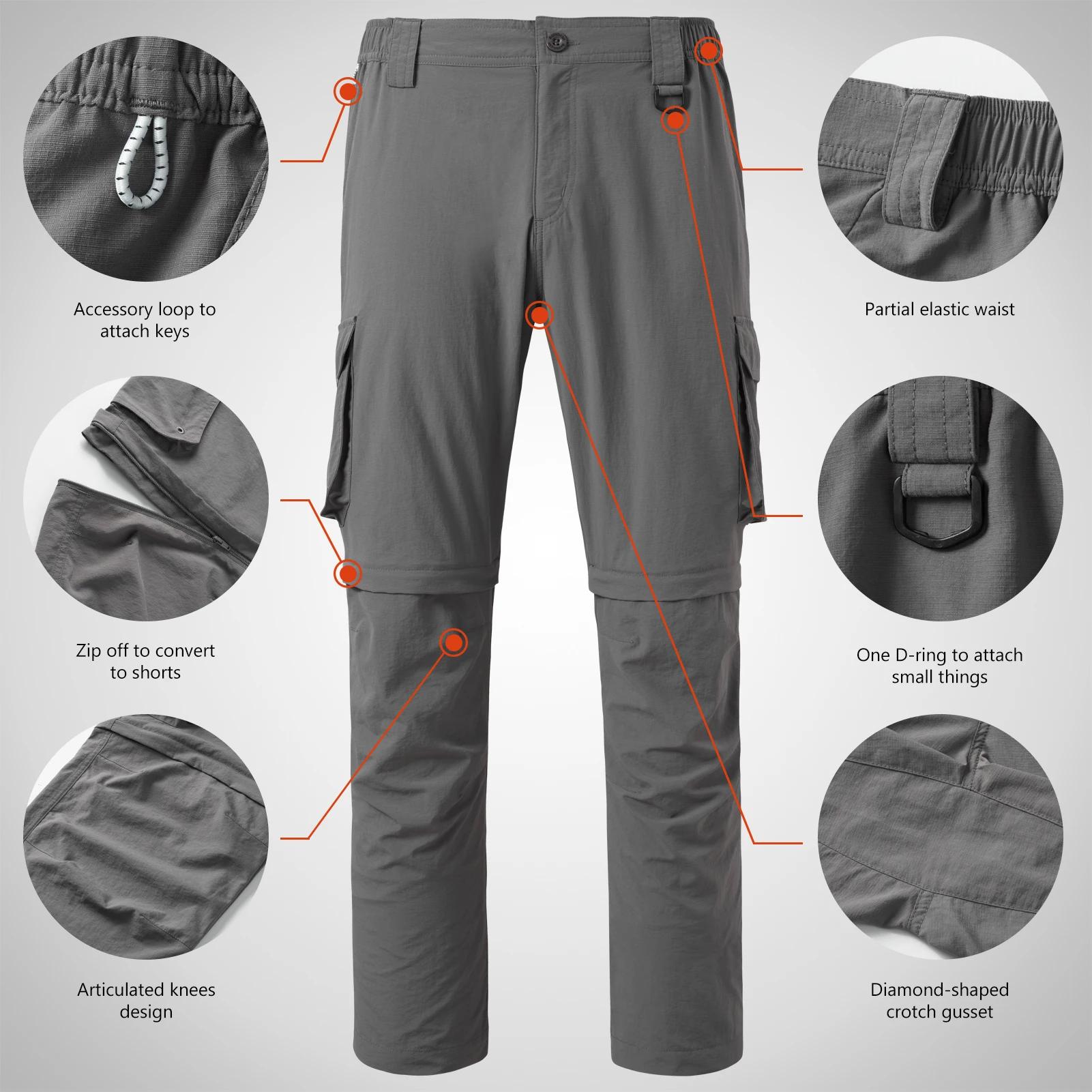 Bassdash-Pantalon convertible à séchage rapide pour homme, extérieur, fermeture éclair, degré d'eau,