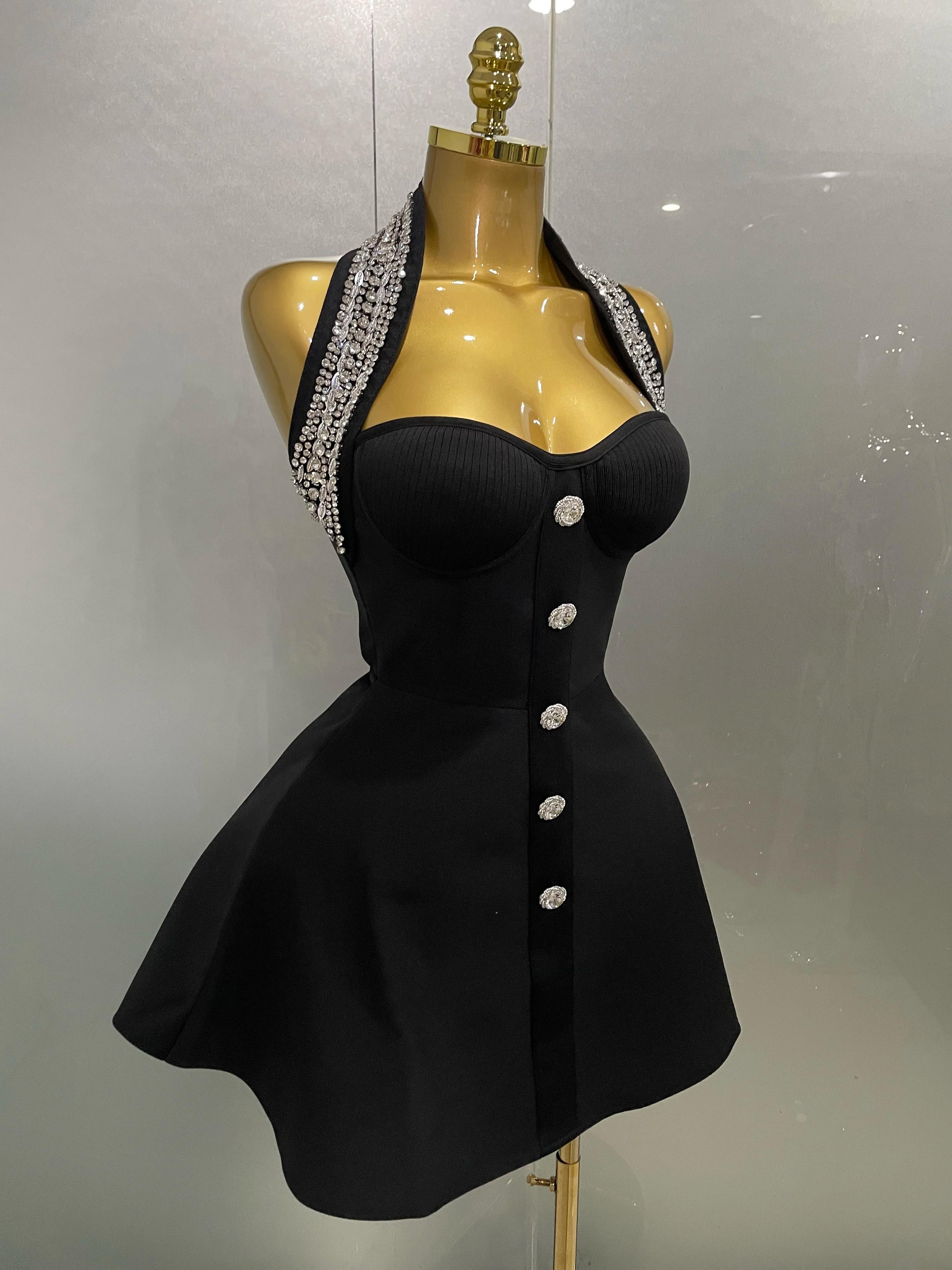 Kendning Crystal Drum Con Bandage Robe Longue Femme, Gants, Noir, Sexy Off the Initiated, Indépendan
