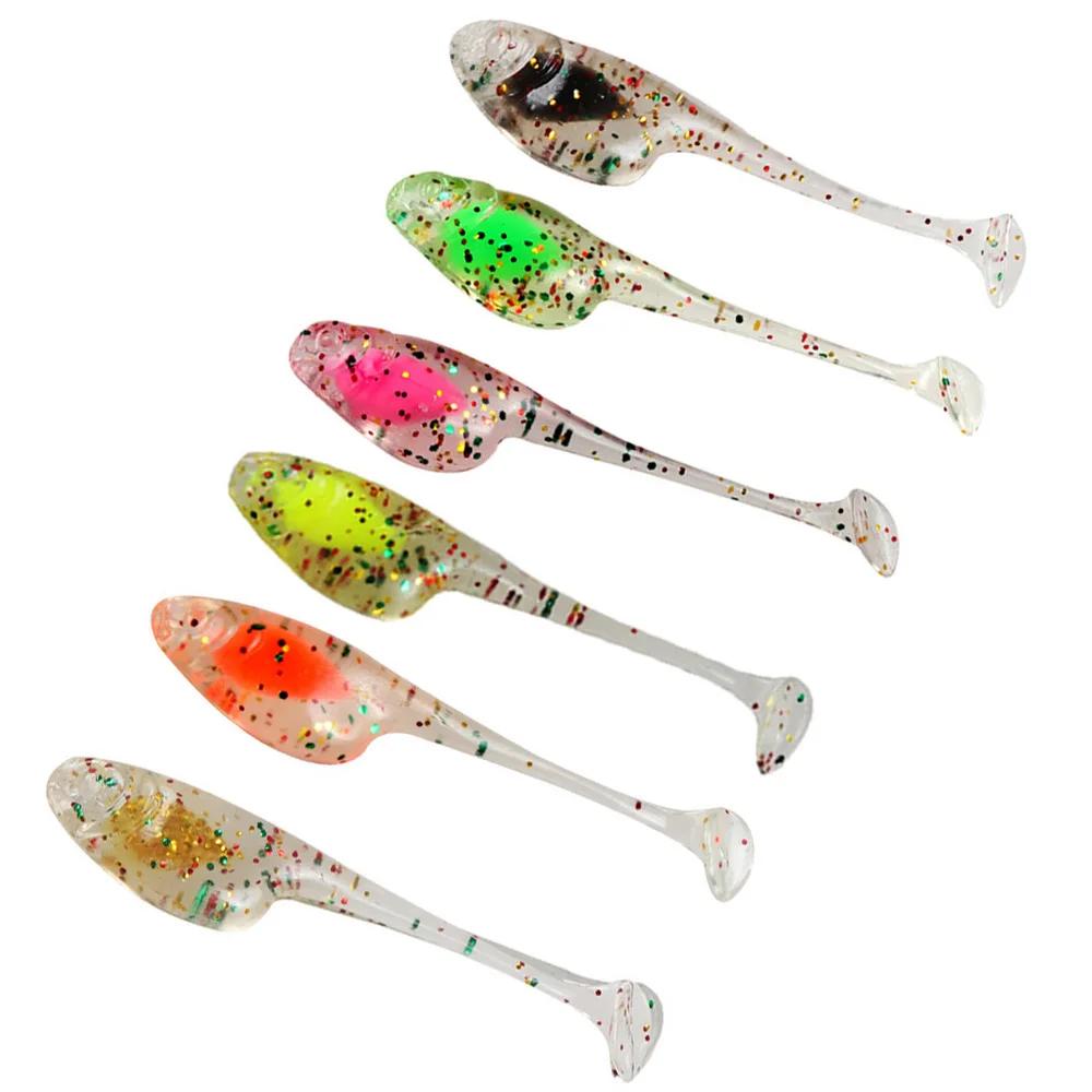 JOHNCOO 5 cm 0.8g T pagaie queue Shad Ajing leurre de pêche Rockfish caoutchouc souple leurre artifi