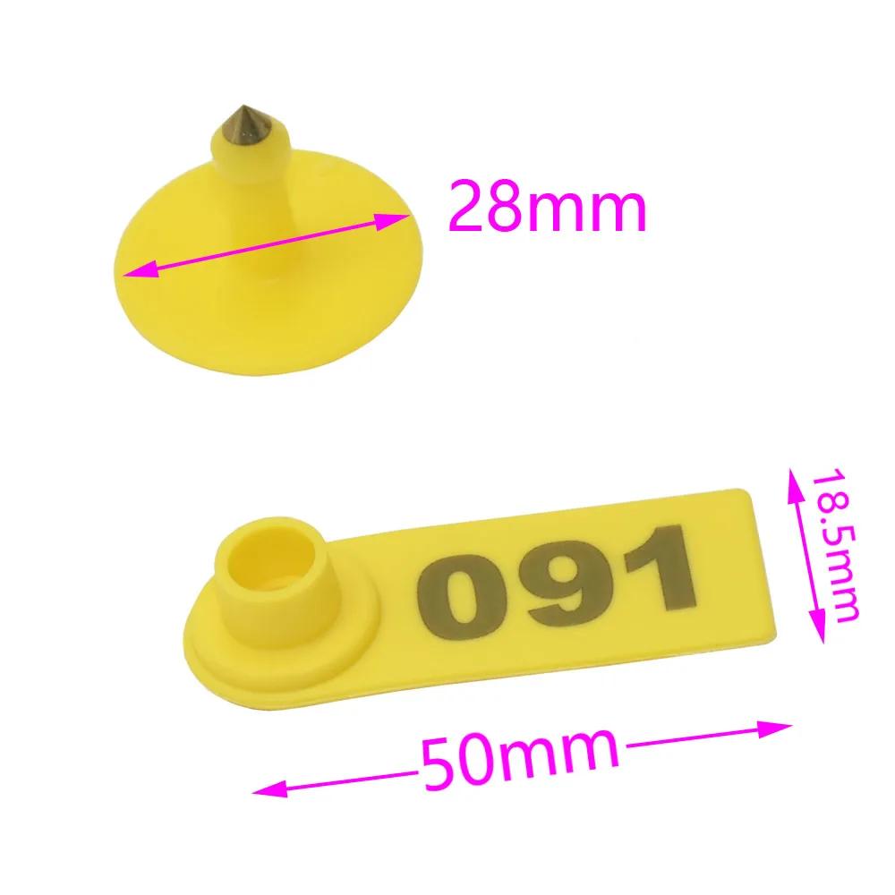 Pinces pour étiquettes d'oreille pour animaux de bétail, 100 pièces, avec numéro 001-100 et 2 broche