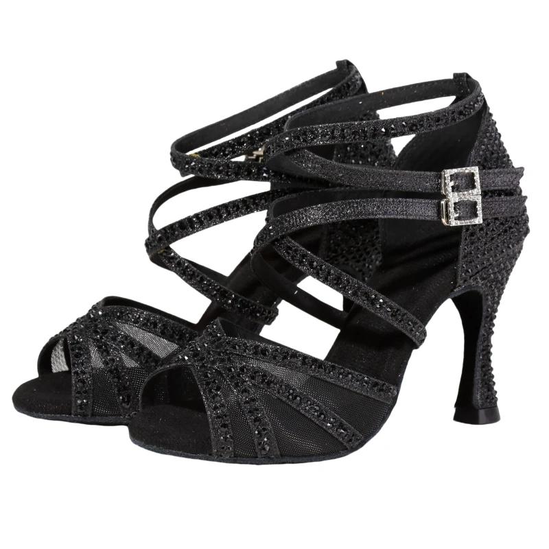 Chaussures danse latine femme adultes talon 7.5cm - Semelle souple cloutée diamant parfaites salsa bachata spectacle