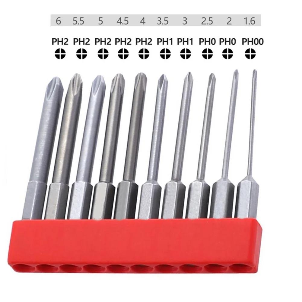 10 pièces 65mm magnétique 1/4 pouces Hex électrique tournevis cruciforme embouts PH00 PH0 PH1 PH2 ti