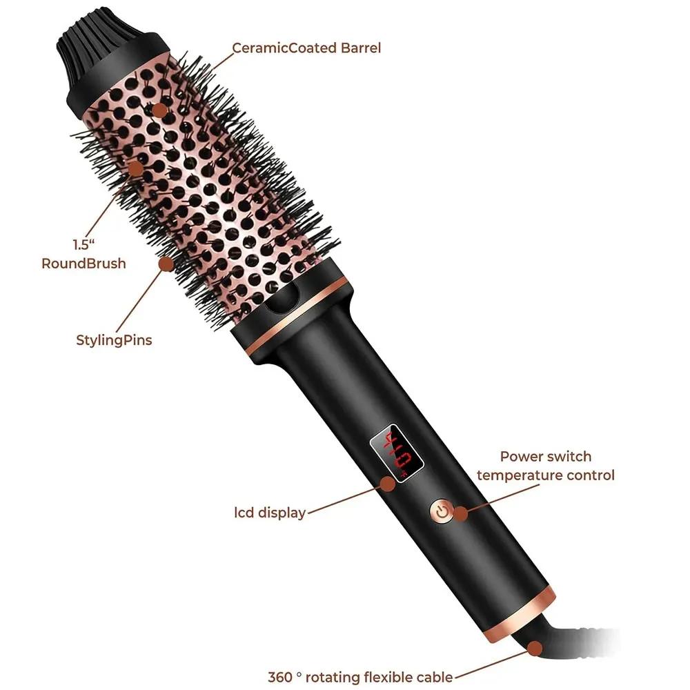 Fer à lisser ionique 3 en 1, fer à friser professionnel, brosse de coiffure chauffante, brosse therm