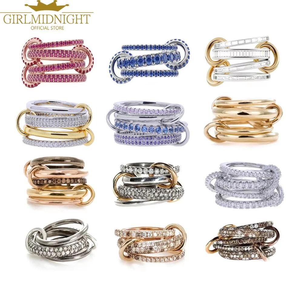 Bagues de fiançailles empilables pour femmes, couleur or rose, Micro pavé de Zircon CZ, chaîne à mai