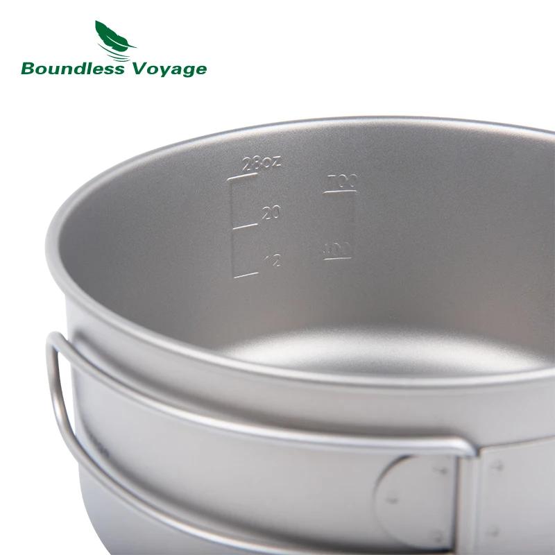 Ensemble casseroles titane ultraléger Boundless Voyage - Plaque pliante, bols 1000ml/500ml camping randonnée