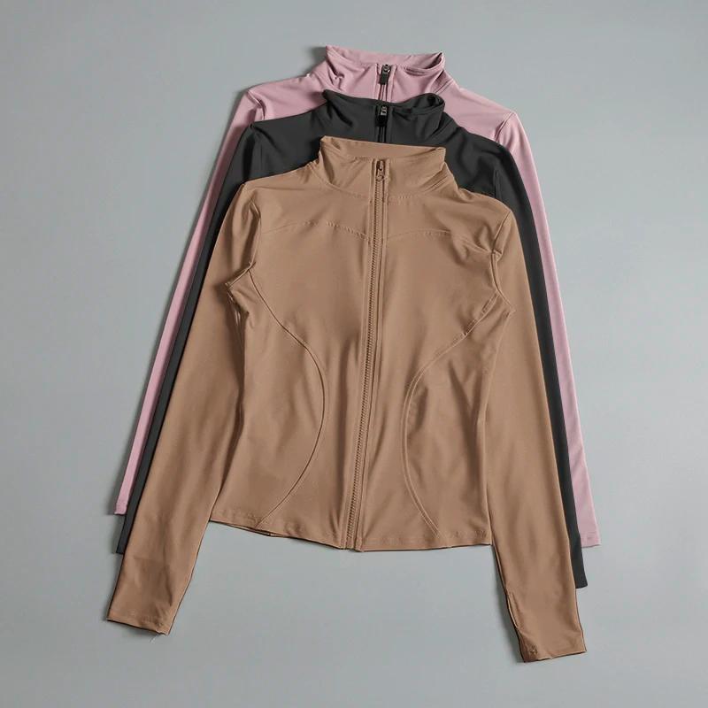Veste de sport femme zip fitness yoga manches longues - Vêtements d'entraînement running léger et respirant