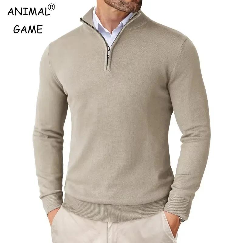 Pulls d'automne à fermeture éclair pour hommes, coupe cintrée, légers, à col montant, pour l'extérie