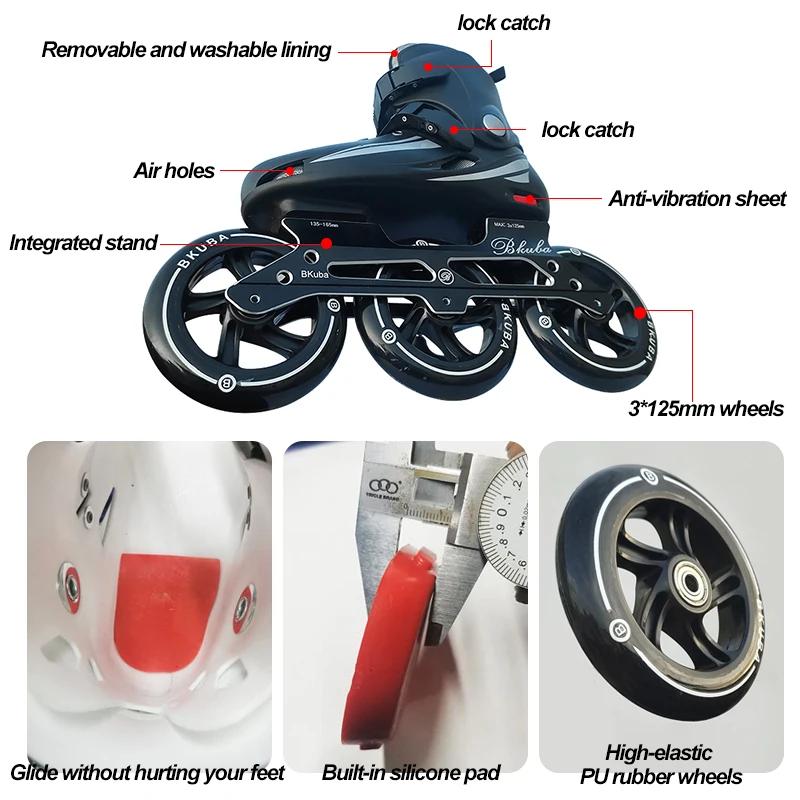 Patins à roulettes en ligne pour adultes, chaussures avec roues, professionnel, vitesse, 3 roues pou