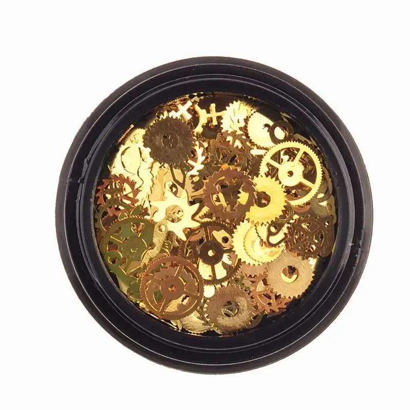 1 boîte de feuille de goujon d'engrenage en métal mixte Steampunk Nail Art décoration Dropsh dans le