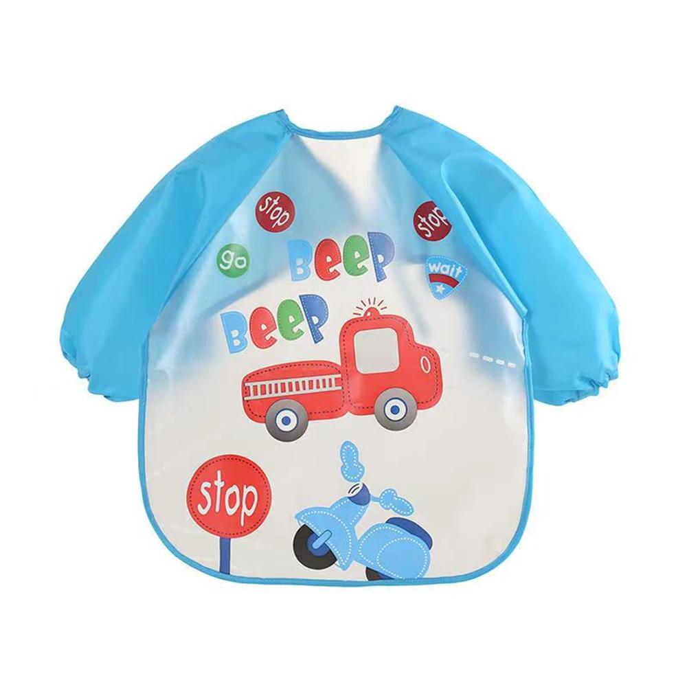 Bavoir anti-salissures pour bébé de 0 à 3 ans manteau à manches longues avec sangle doux mignon moti