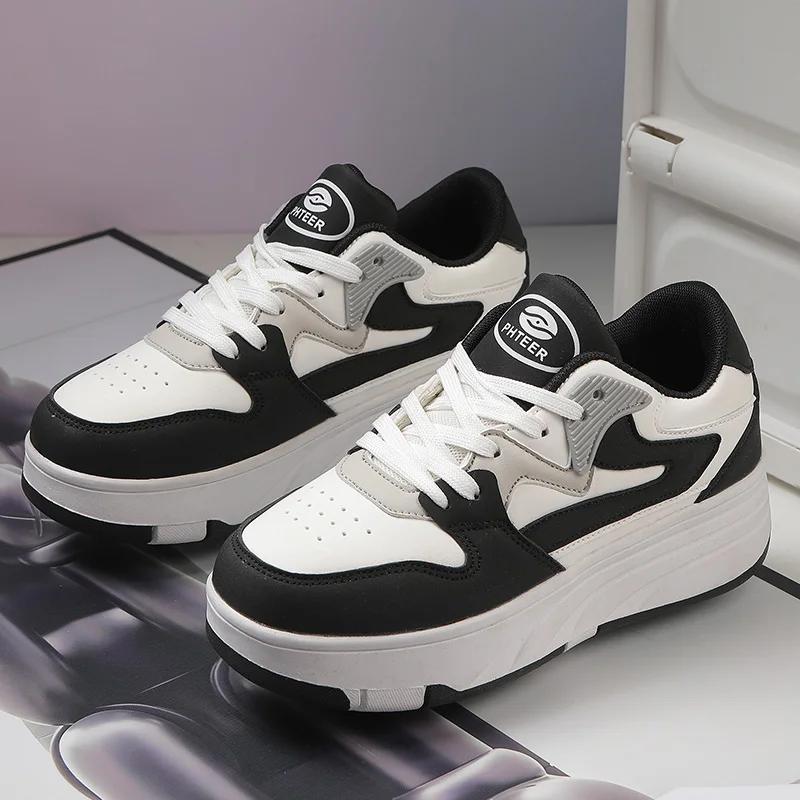 Chaussures de marche à roulettes avec poulies de sport pour étudiants à quatre roues, baskets d'été