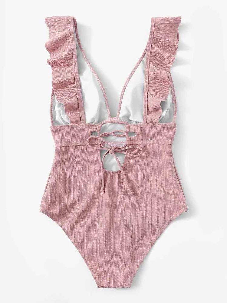 Maillot de bain une pièce sexy à volants pour femme 2026 – Monokini de natation et de plage pour fem