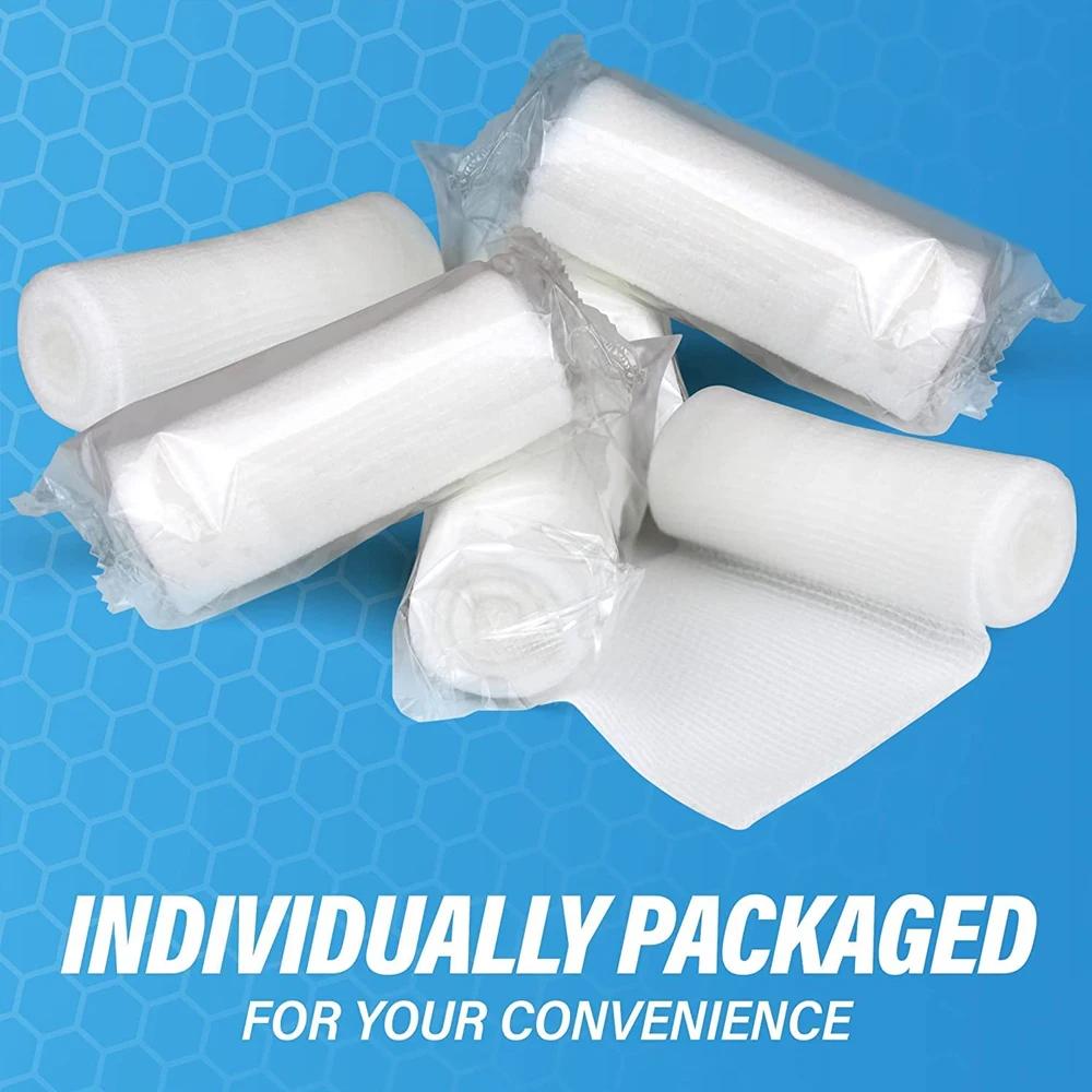4 rouleaux de gaze de qualité supérieure, bandages de gaze tissés super doux et extensibles pour le