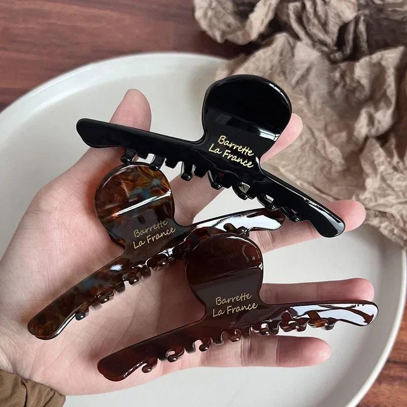 Pinces à cheveux léopard en acétate pour femmes, Barrettes chics, épingles à cheveux en forme de cra
