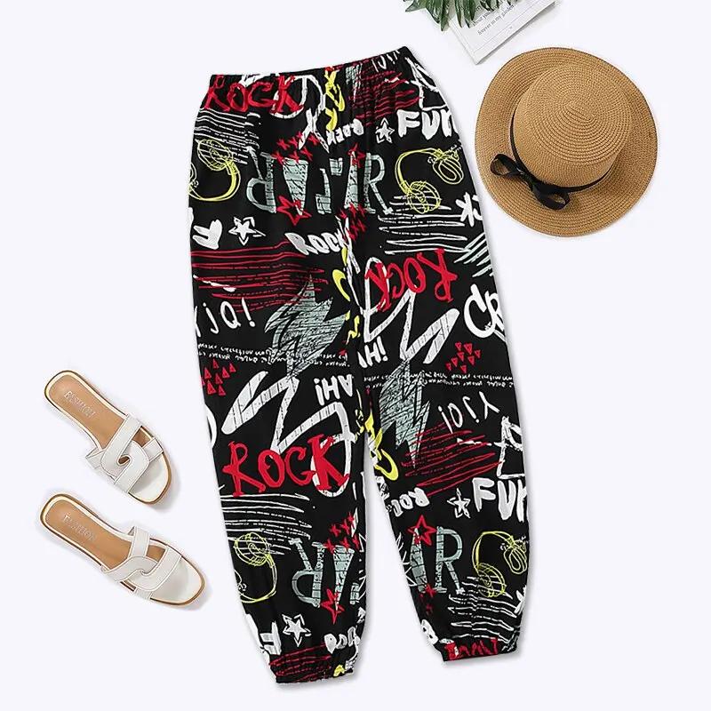 Pantalon sarouel femme ample élastique confortable été plage survêtement décontracté ceinture élastique