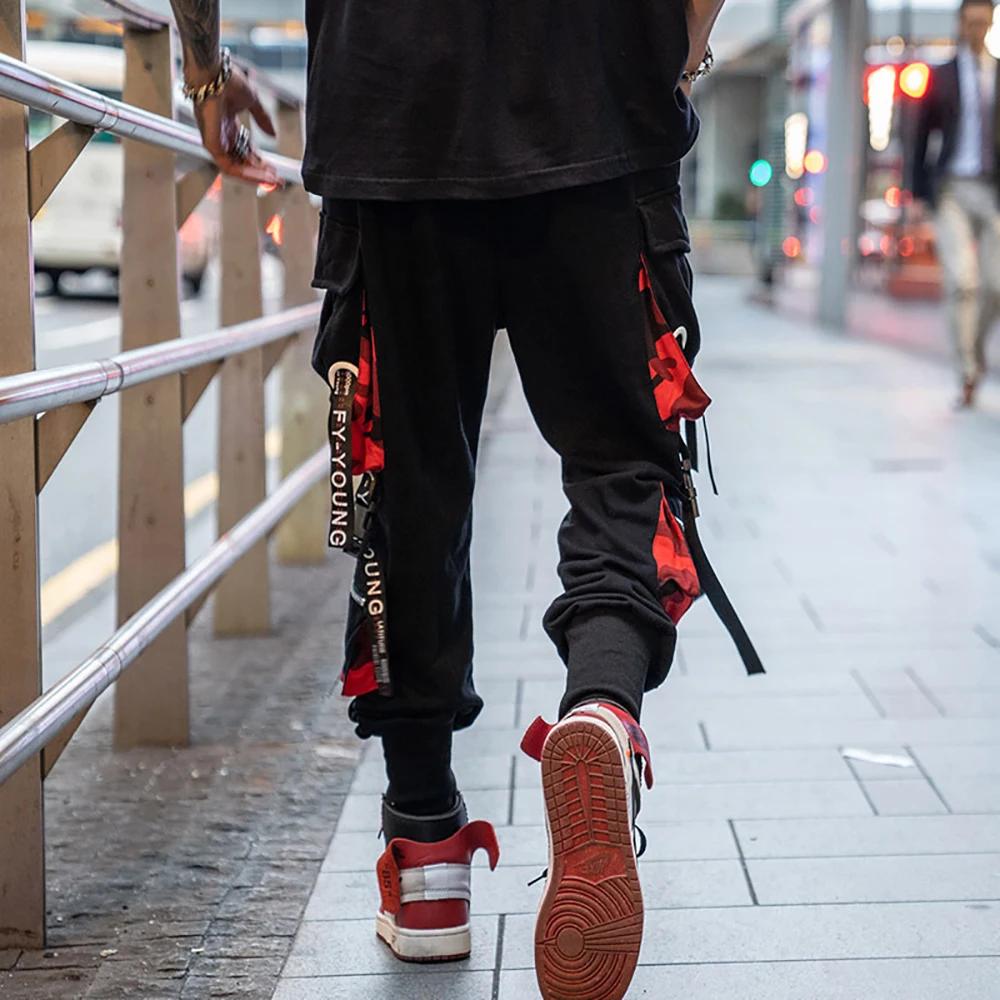 Pantalon Cargo pour hommes, décontracté, Hip Hop, couleur frappée, poches multiples, Streetwear, rub