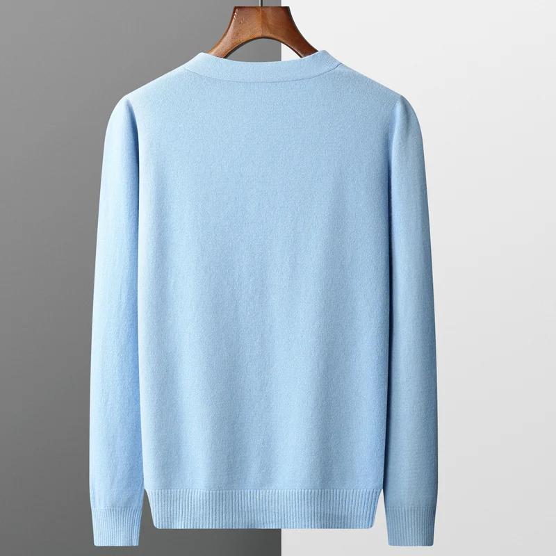Pull en laine pure pour hommes, cardigan basique, manteau à col en V, veste décontractée, haut de do