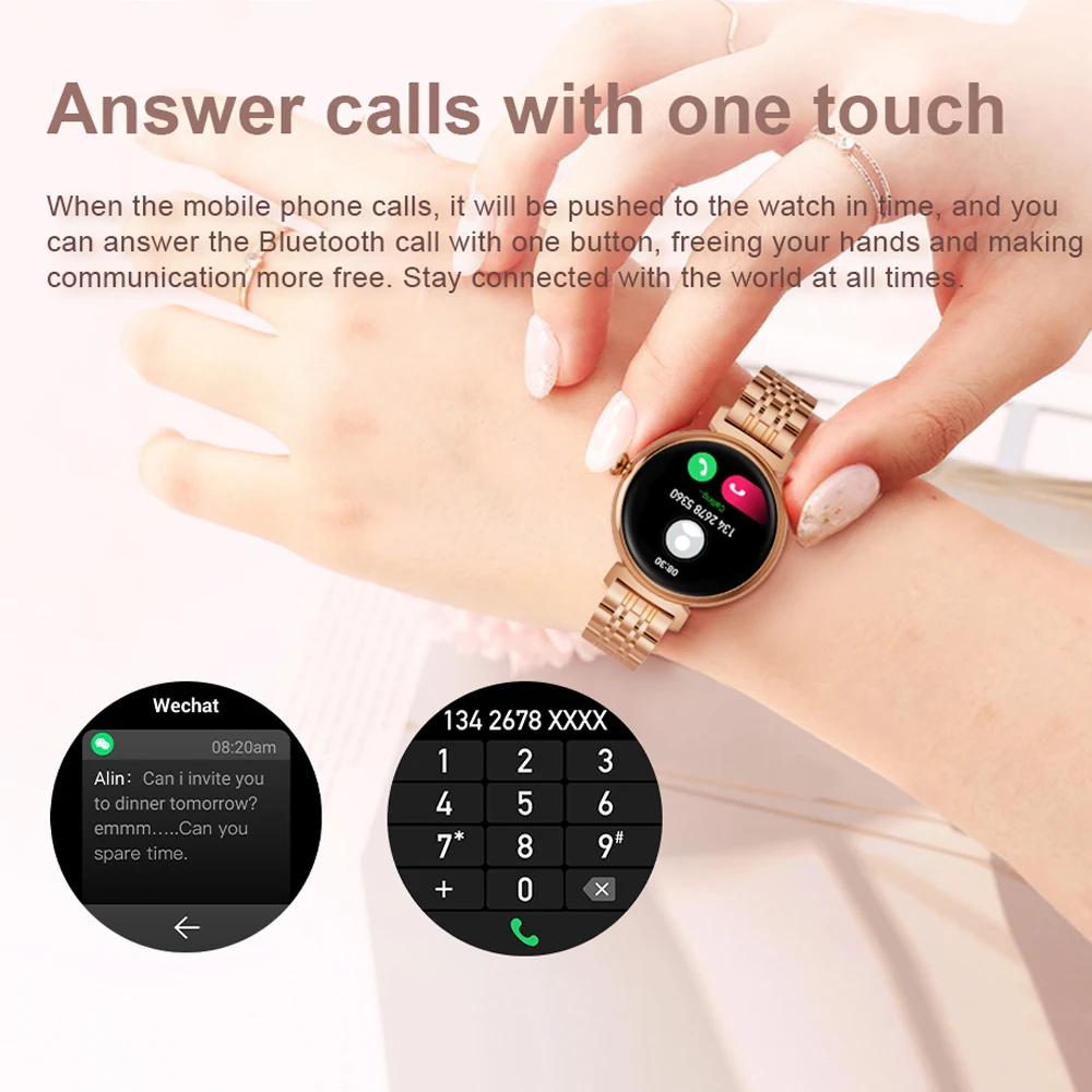 Montre intelligente à écran AMOLED pour dames, petit écran, corps en métal, appel Bluetooth, afficha