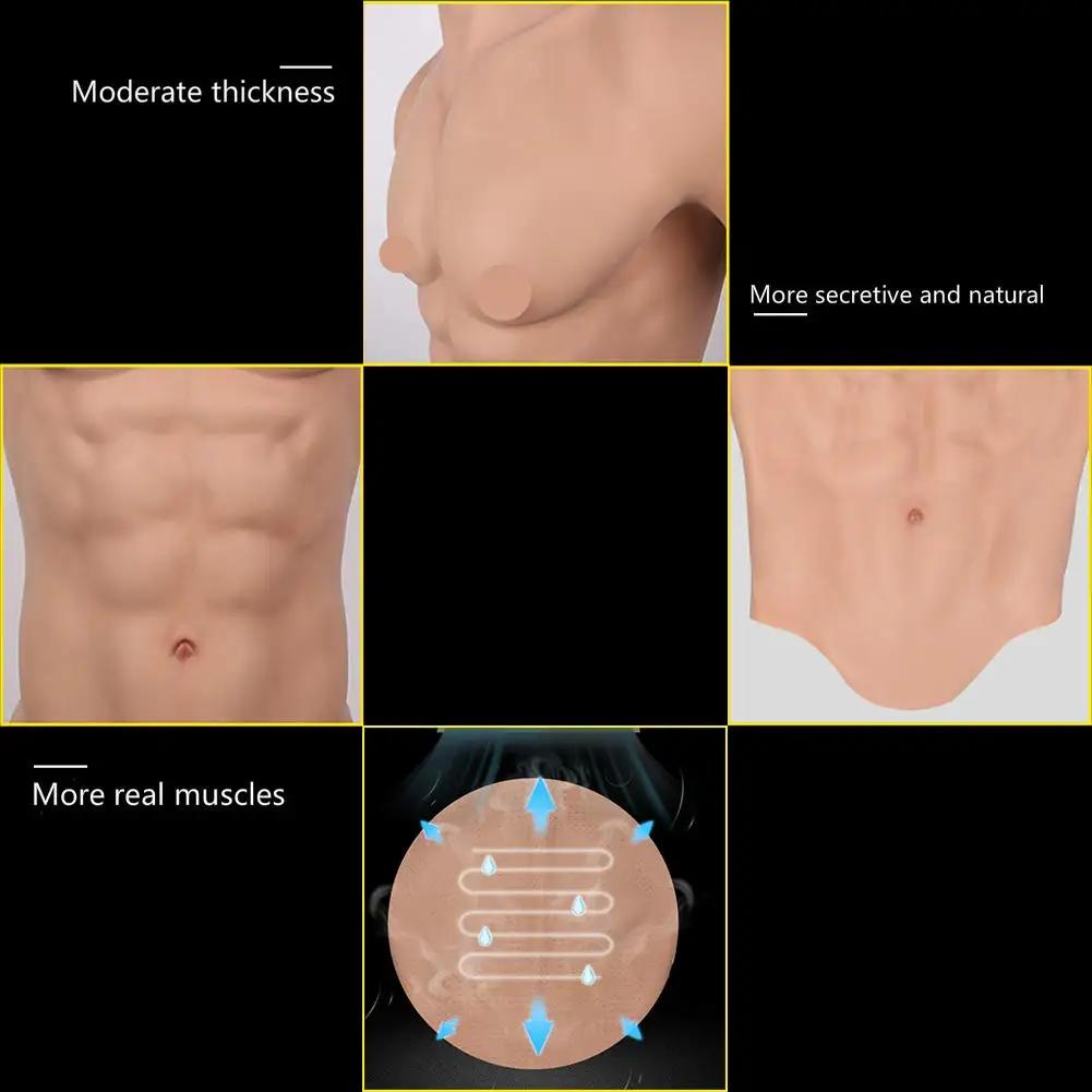 Poitrine masculine réaliste en silicone doux, simulation de la peau des muscles abdominaux, accessoi