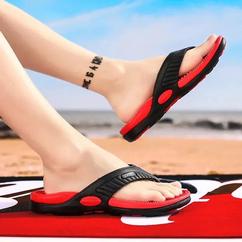 Pantoufles d'été hommes tongs sandales de plage antidérapantes avec massage intérieur - Chaussures plates