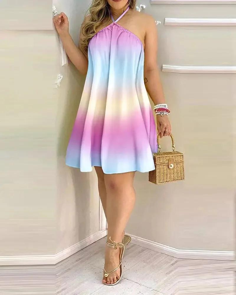 Robe à imprimé Floral, col licou, style Boho, dos nu, vêtements pour femmes, printemps et été