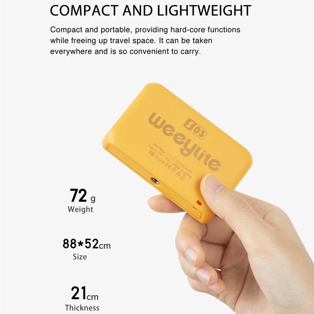 Lampe vidéo LED Weeylite S03 RGB, mini, portable, de poche, pour photographie, contrôle par applicat