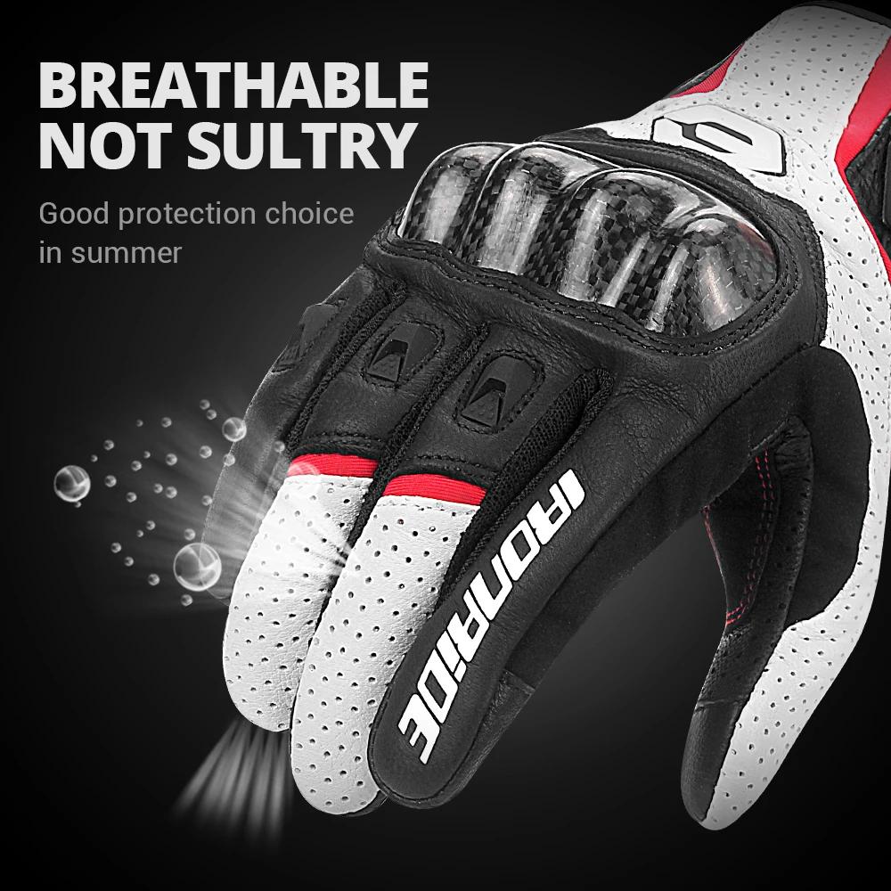 Gants de Moto en Fiber de carbone, cuir de vache, gants de Motocross, équipement de protection antid