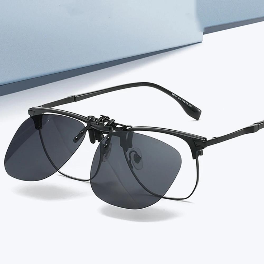 VIVIBEE Flip Up Clip sur lunettes de soleil polarisées hommes carré UV400 photochromique Vision noct