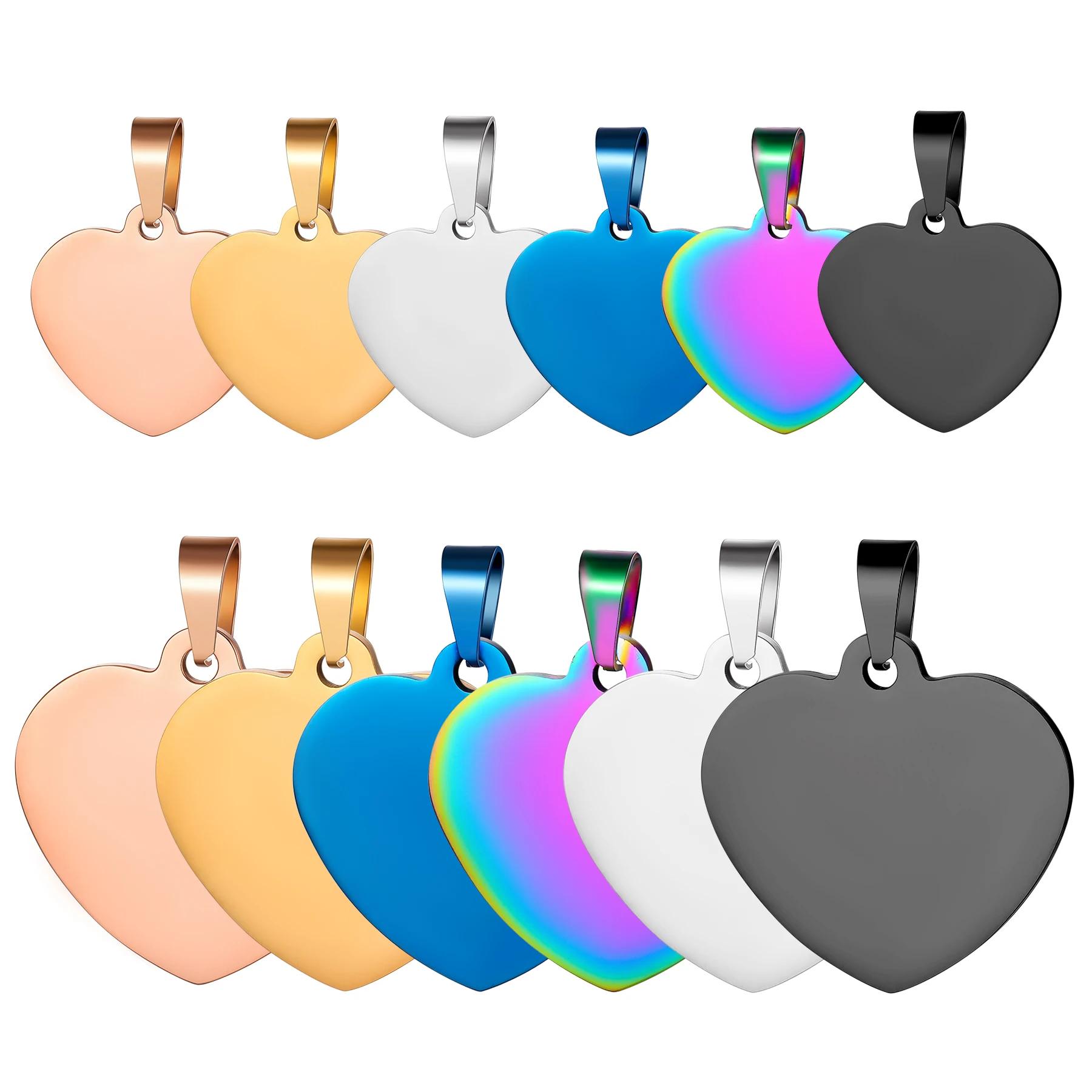 10 pièces en gros unisexe Minimalis en acier inoxydable chien étiquette coeur pendentif collier haut