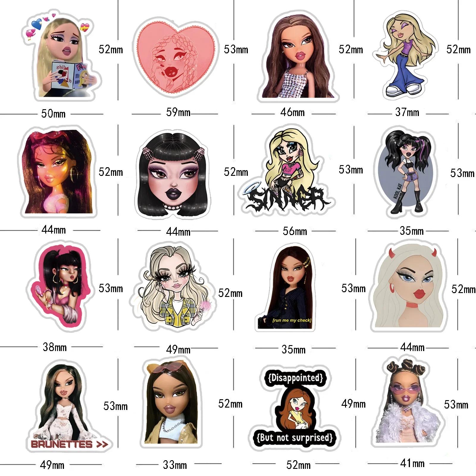 56/63 pièces dessin animé Bratz poupée Graffiti bricolage téléphone portable autocollant étanche