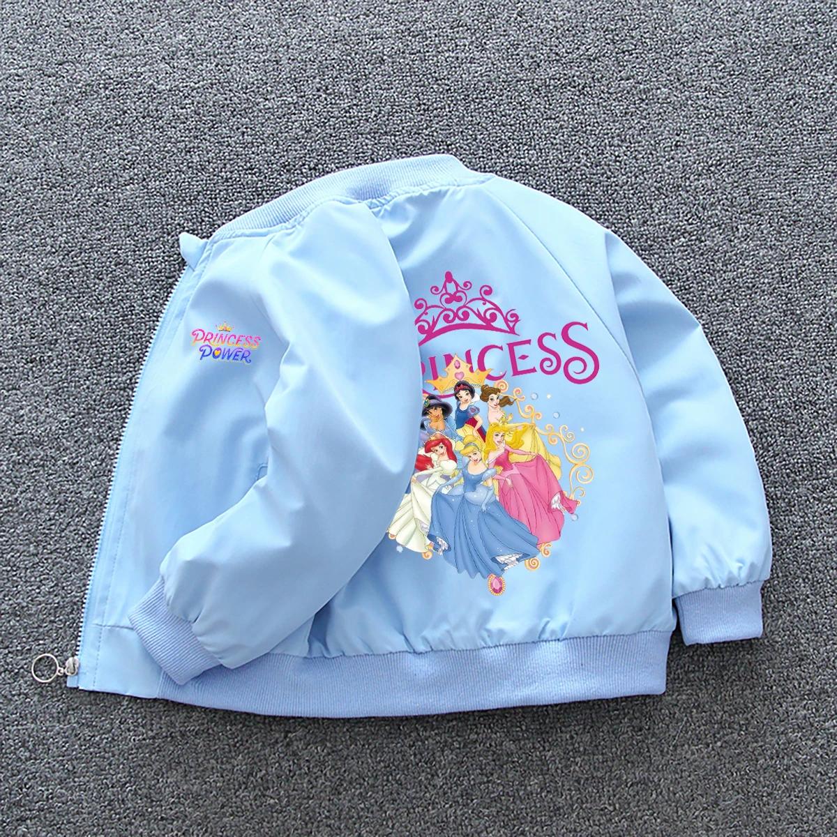 Veste coupe-vent Disney Princess pour filles, manteau décontracté de printemps 2026, motif doux Blan