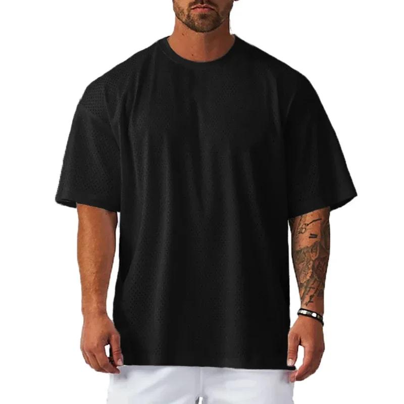 T-Shirt à Manches Courtes pour Homme, Vêtement Surdimensionné, en Maille, Respirant, à vaccage Rapid
