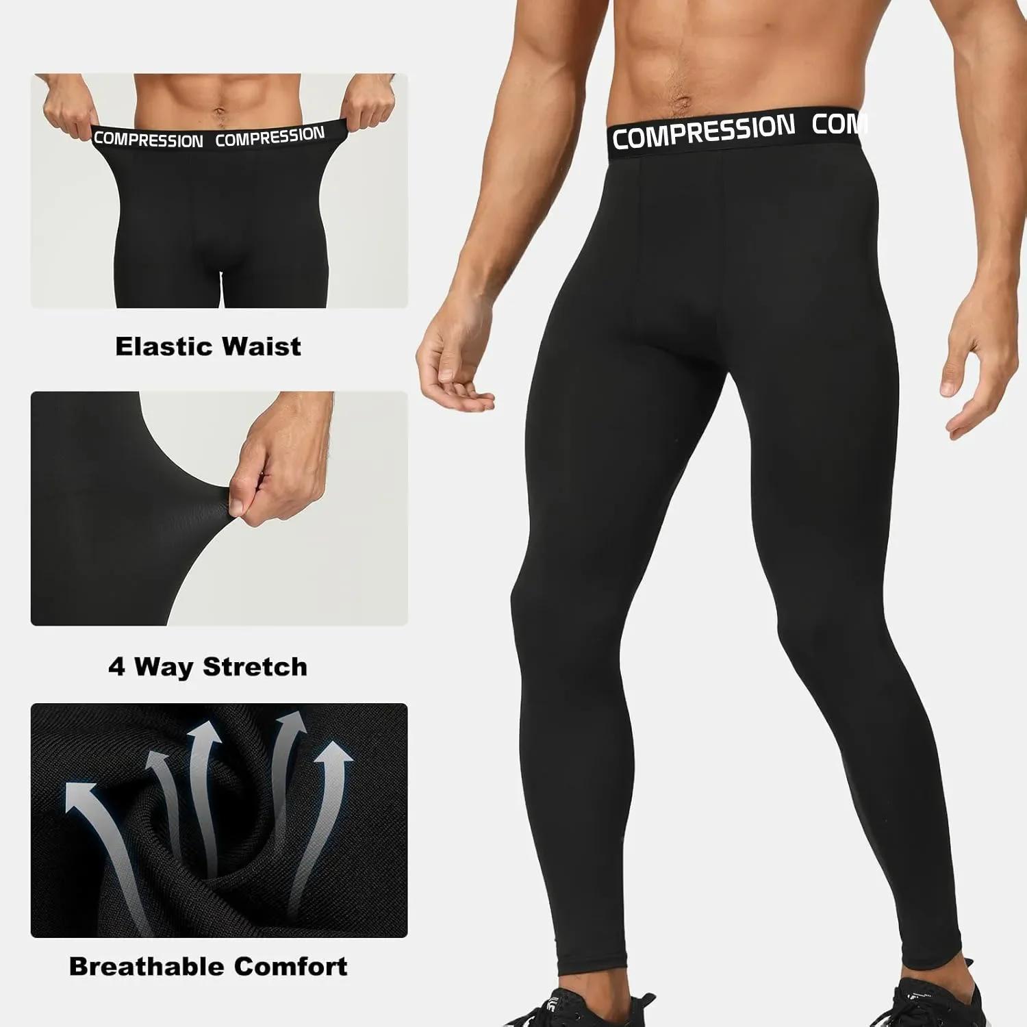 Pantalons de Compression pour hommes avec short, Leggings d'entraînement de course à pied, haute éla