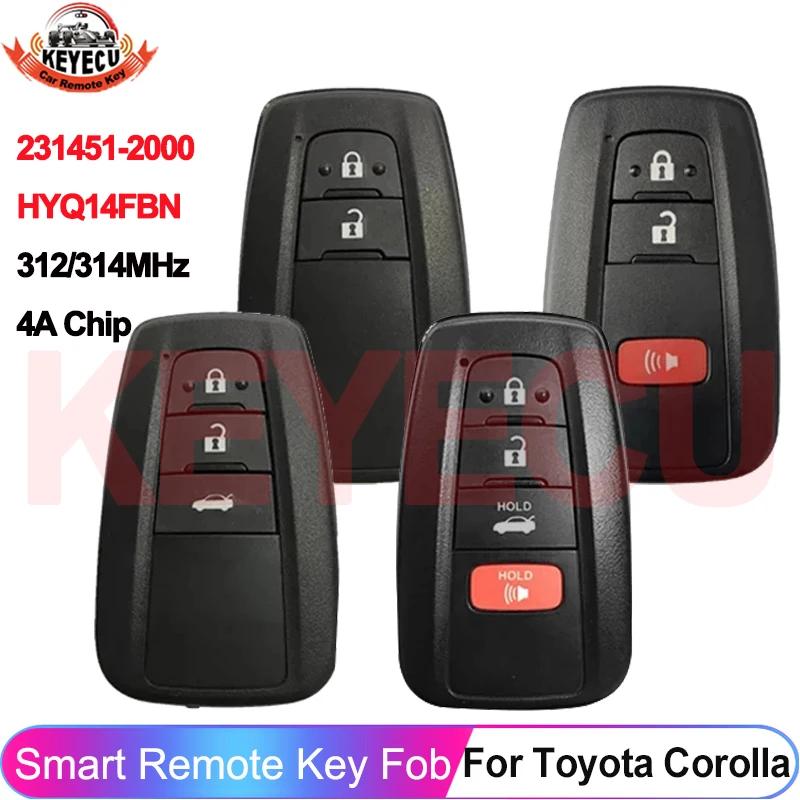 KEYECU – clé télécommande intelligente HYQ14FBN 231451 – 2000, puce 4A, 312/314MHz, pour Toyota Coro