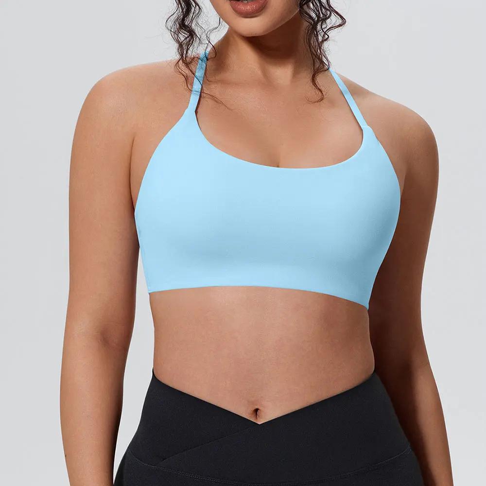Soutien-gorge de sport pour femme à bretelles croisées, antichoc, sensation seconde peau, sexy, pour