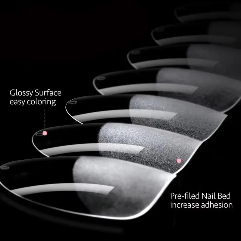 Ensemble de faux ongles ronds longs en forme d'amande de 120 pièces, pointes d'ongles en gel semi-ma